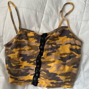 Yellow Camouflage Medium Crop Top